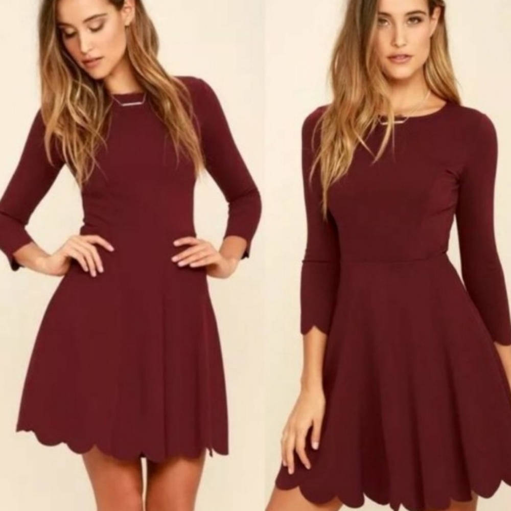 Lulus Scalloped Hem Cumulonimbus Clouds Dress